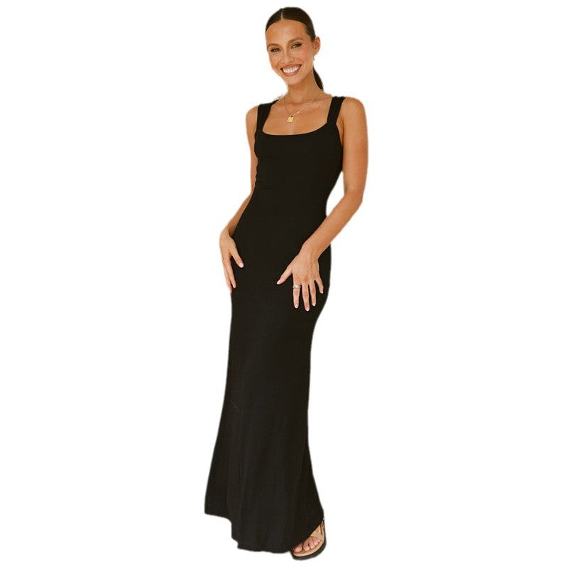 Damen Elegantes Maxikleid mit schmalen Trägern und figurbetontem Schnitt Sovae