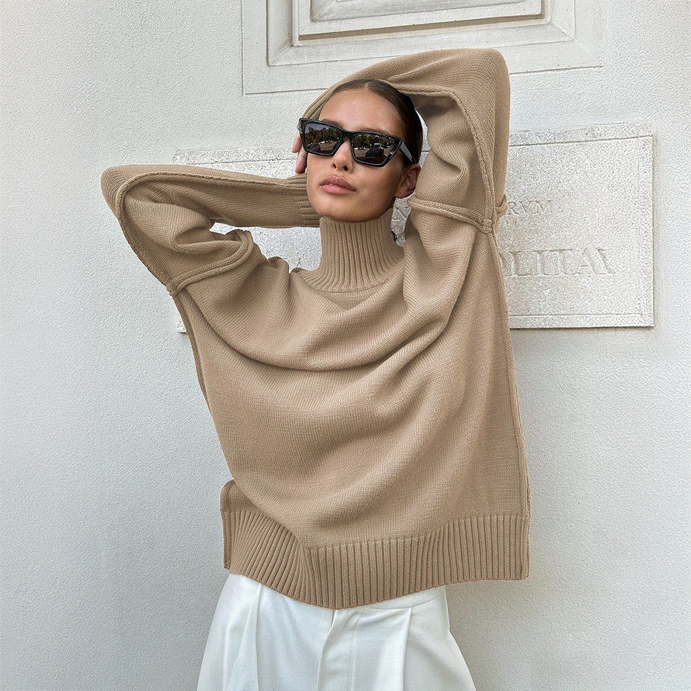 Damen Modischer Rollkragenpullover Sovae