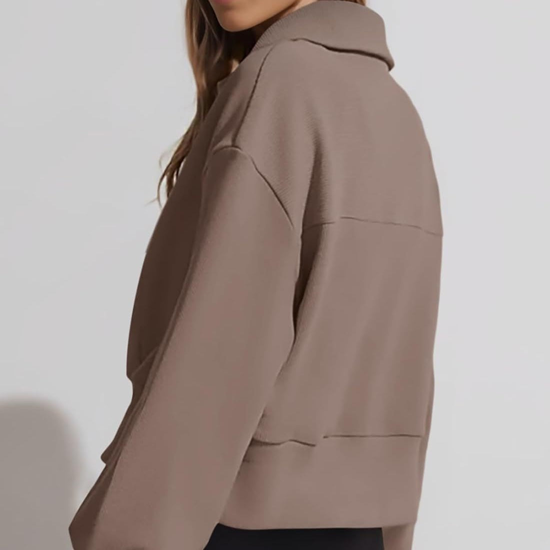Damen sportlicher Zip-Pullover mit hohem Kragen Sovae