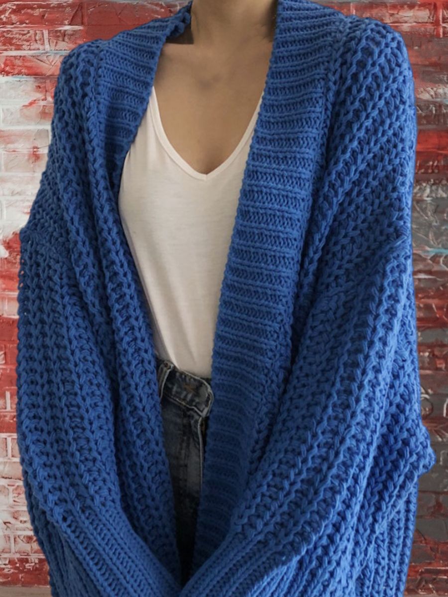 Damen Großer Strickcardigan mit offenem Schnitt und breiten Ärmeln Sovae