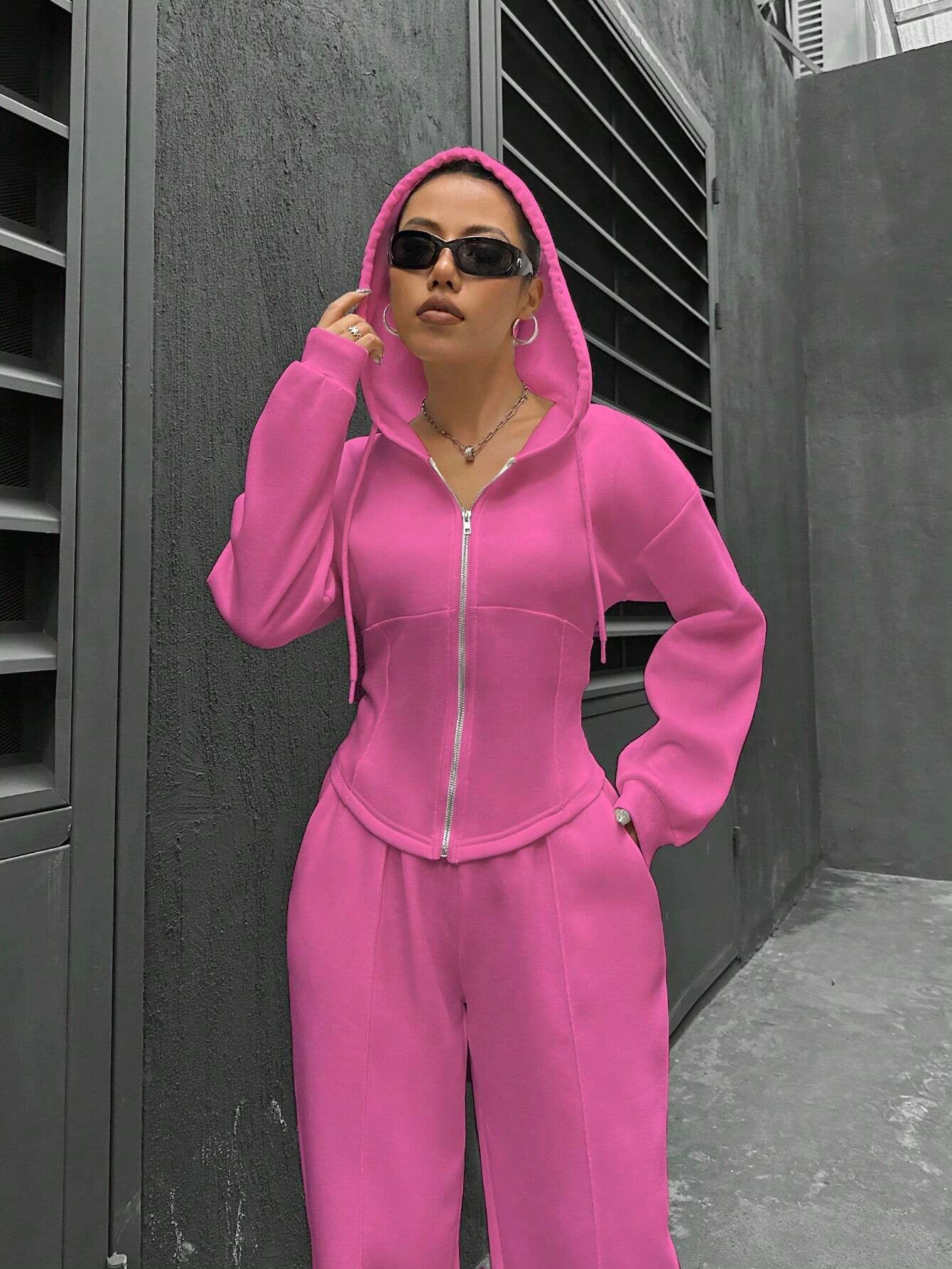 Damen modischer Zip-Hoodie mit tailliertem Schnitt Sovae