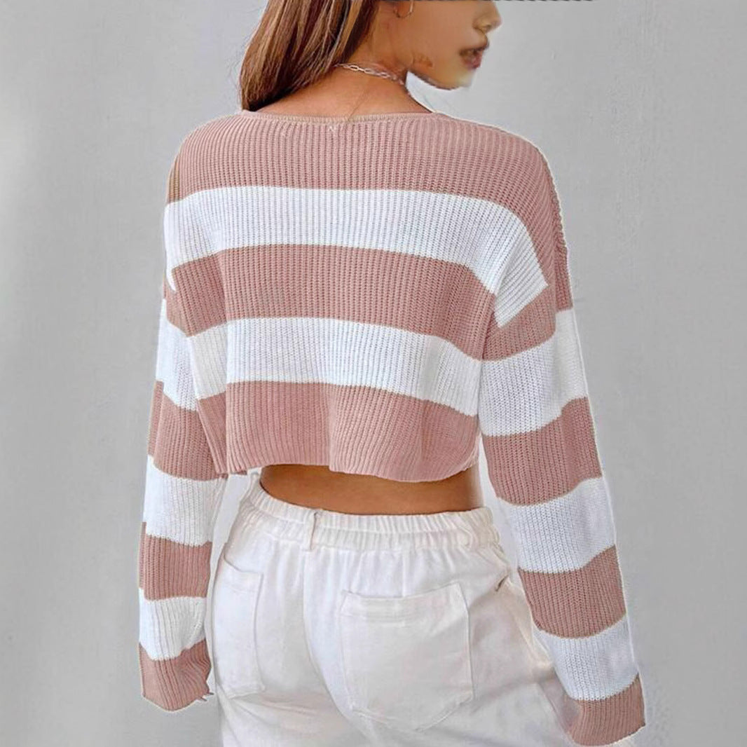 Damen Gemusterter Crop-Pullover Sovae