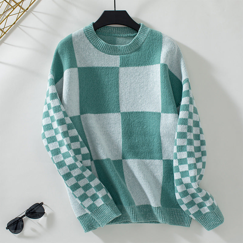 Damen modischer Pullover mit Karomuster und lässigem Schnitt Sovae