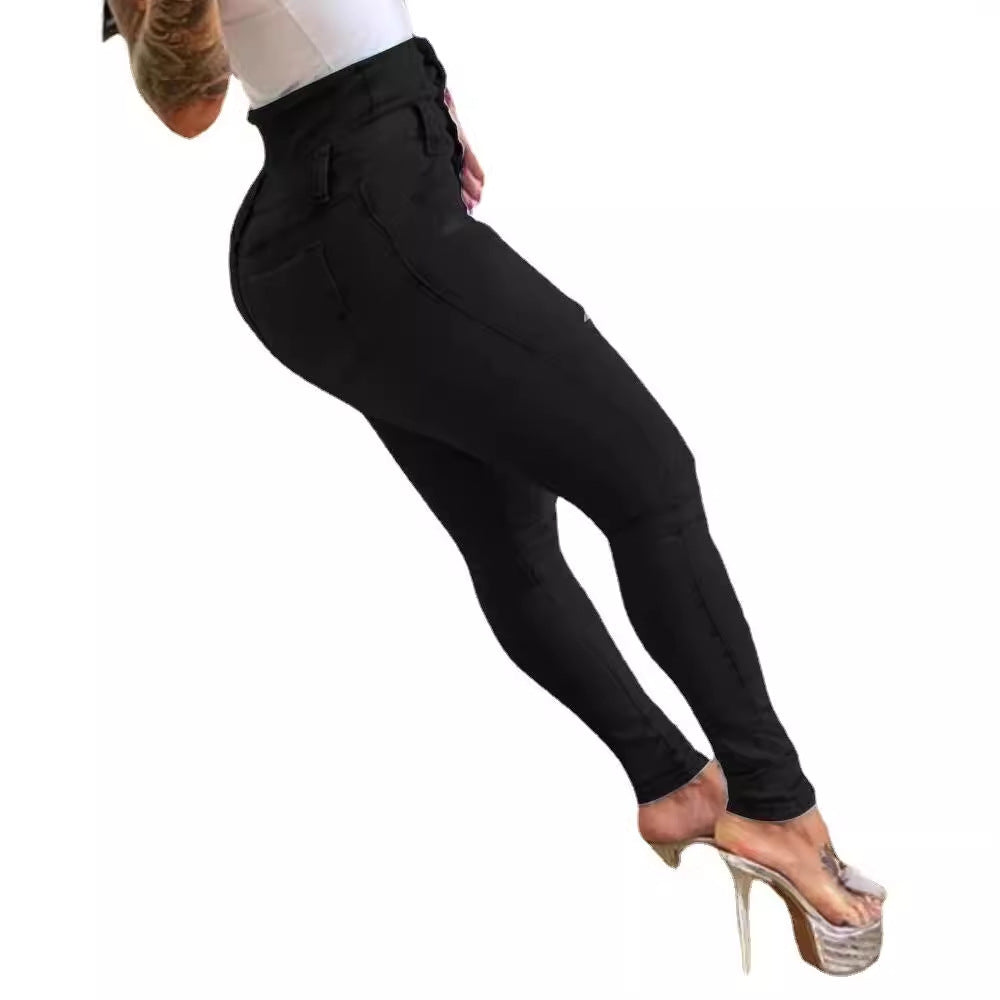 Damen High-Waist Jeans mit stylishen Rissen Sovae