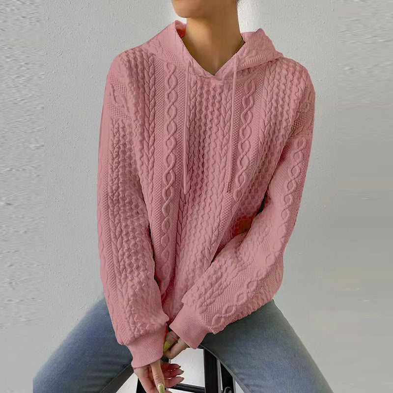 Damen Kuscheliger Strickpullover mit Kapuze Sovae