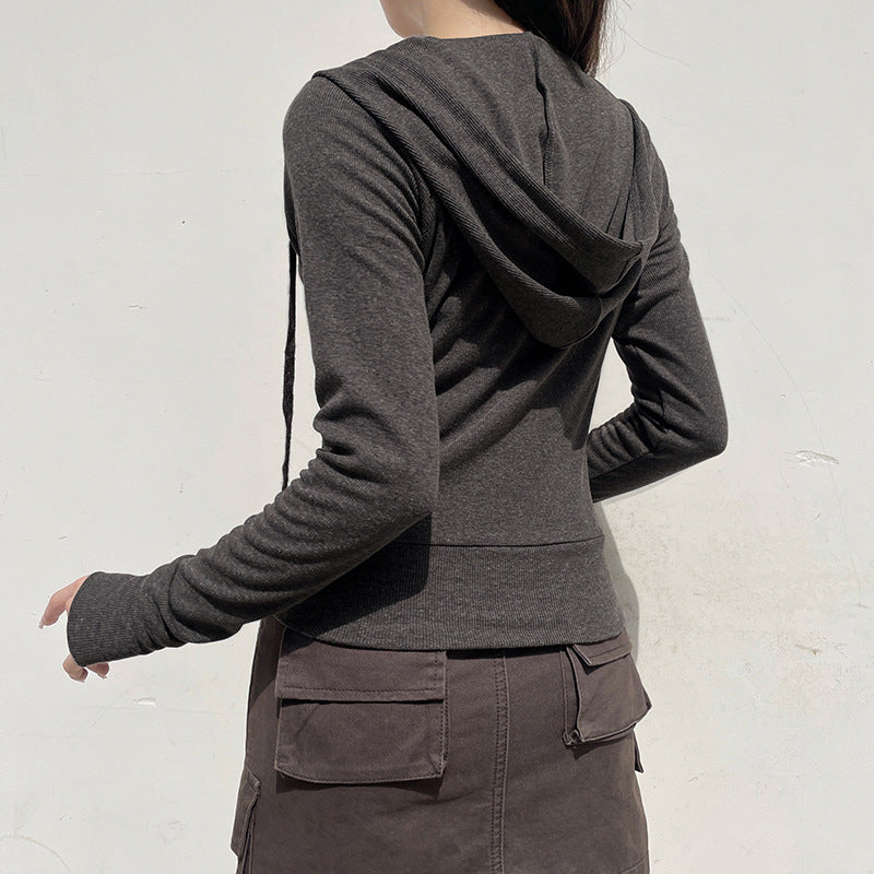 Damen lässige Kapuzenjacke mit kurzem Schnitt Sovae