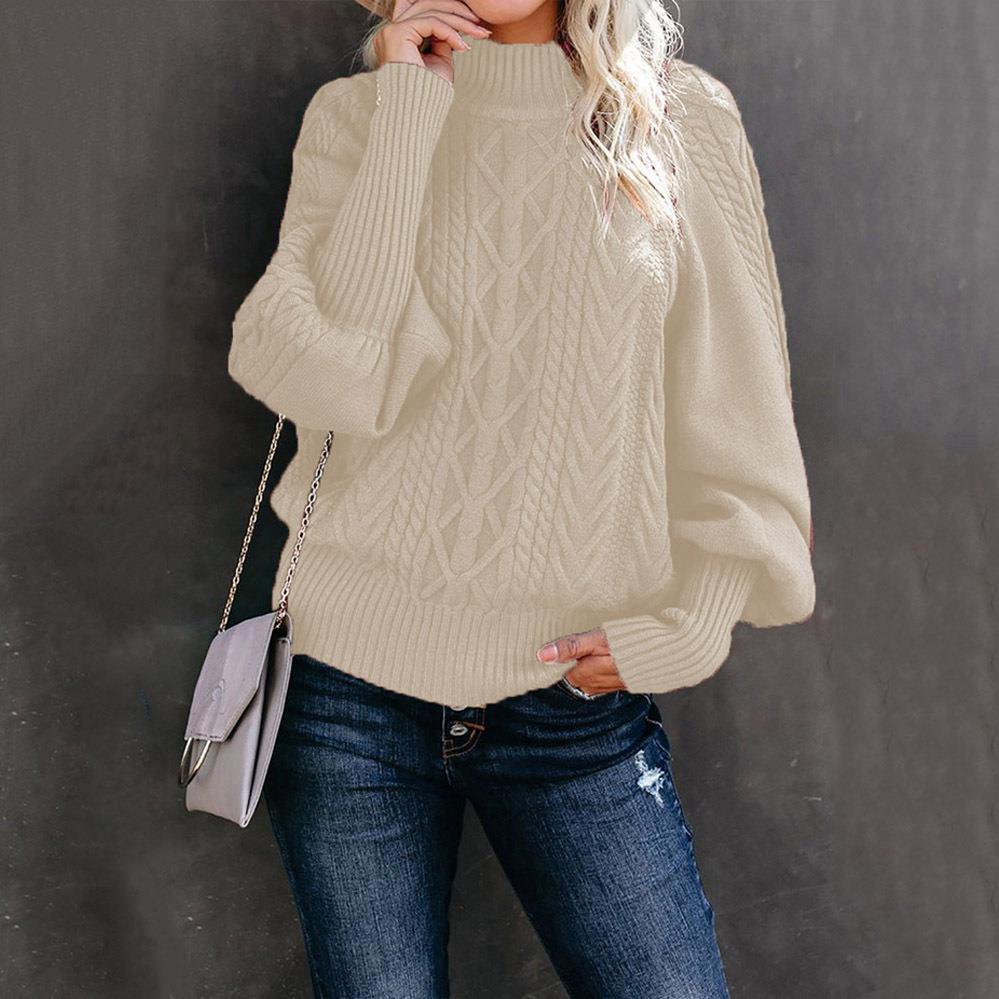 Damen Strickpullover mit hochgeschlossenem Kragen und strukturiertem Design Sovae