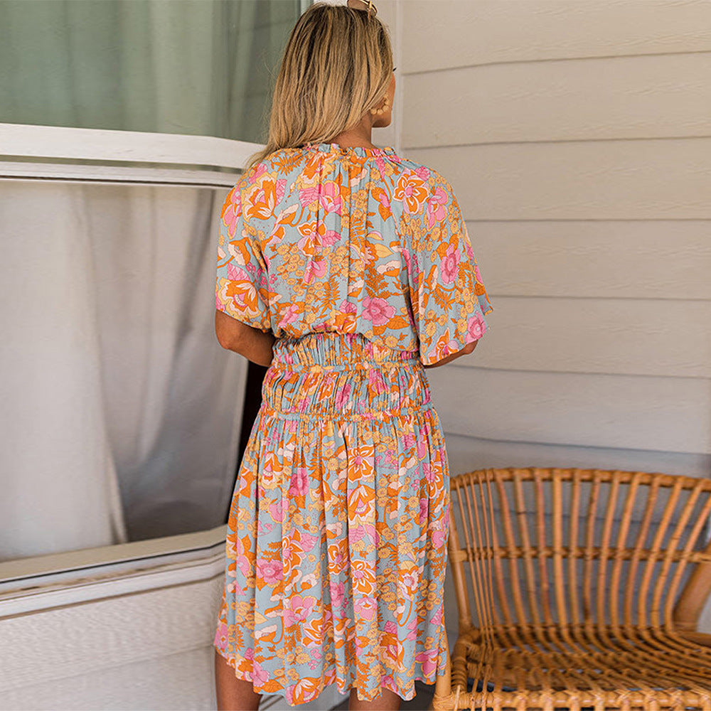 Damen Sommerliches Maxikleid mit elastischem Taillenzug und weitem Schnitt Sovae