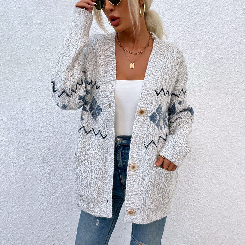 Damen Strickjacke mit klassischem Muster Sovae