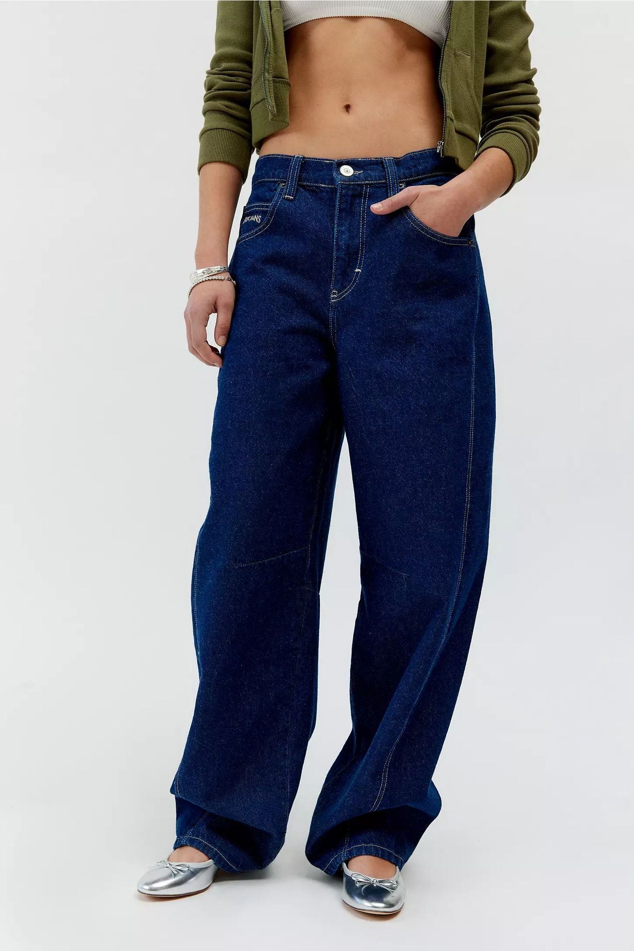 Damen Weit geschnittene Denim-Hose mit modernem Schnitt Sovae