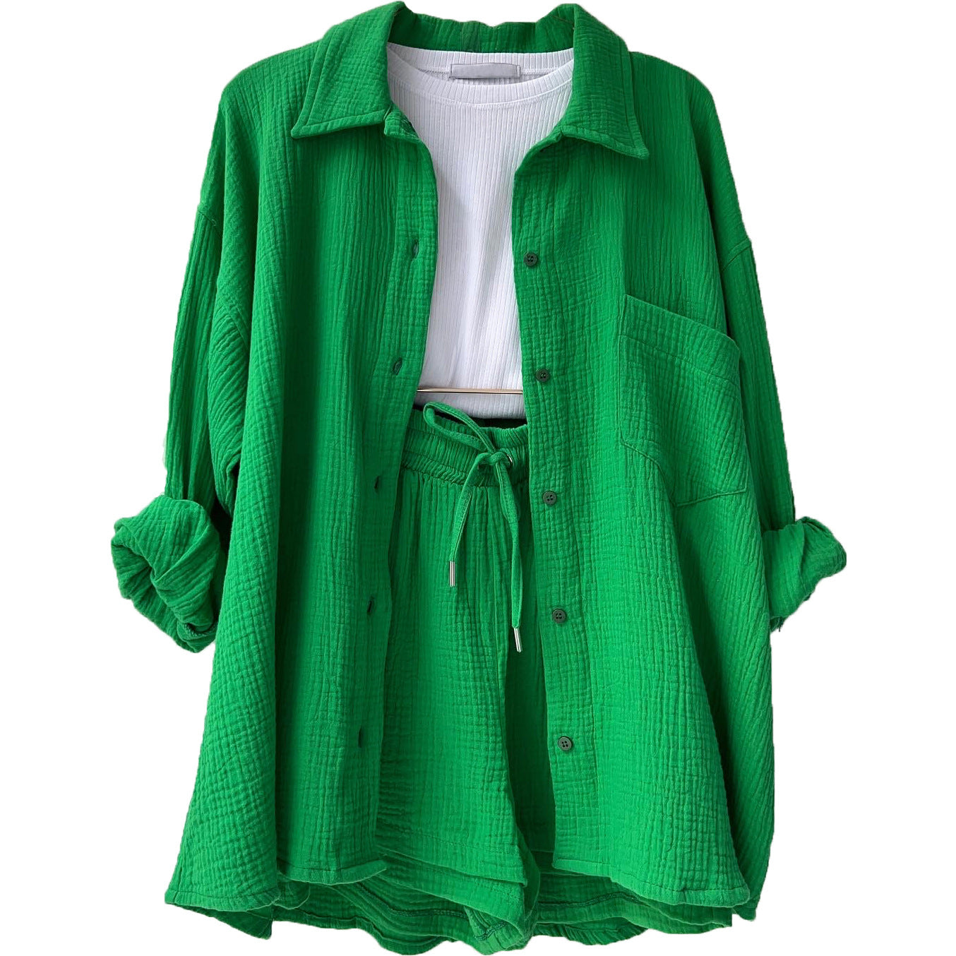 Damen lässiges Oversize-Hemd mit kurzem Schnitt und praktischen Taschen Sovae
