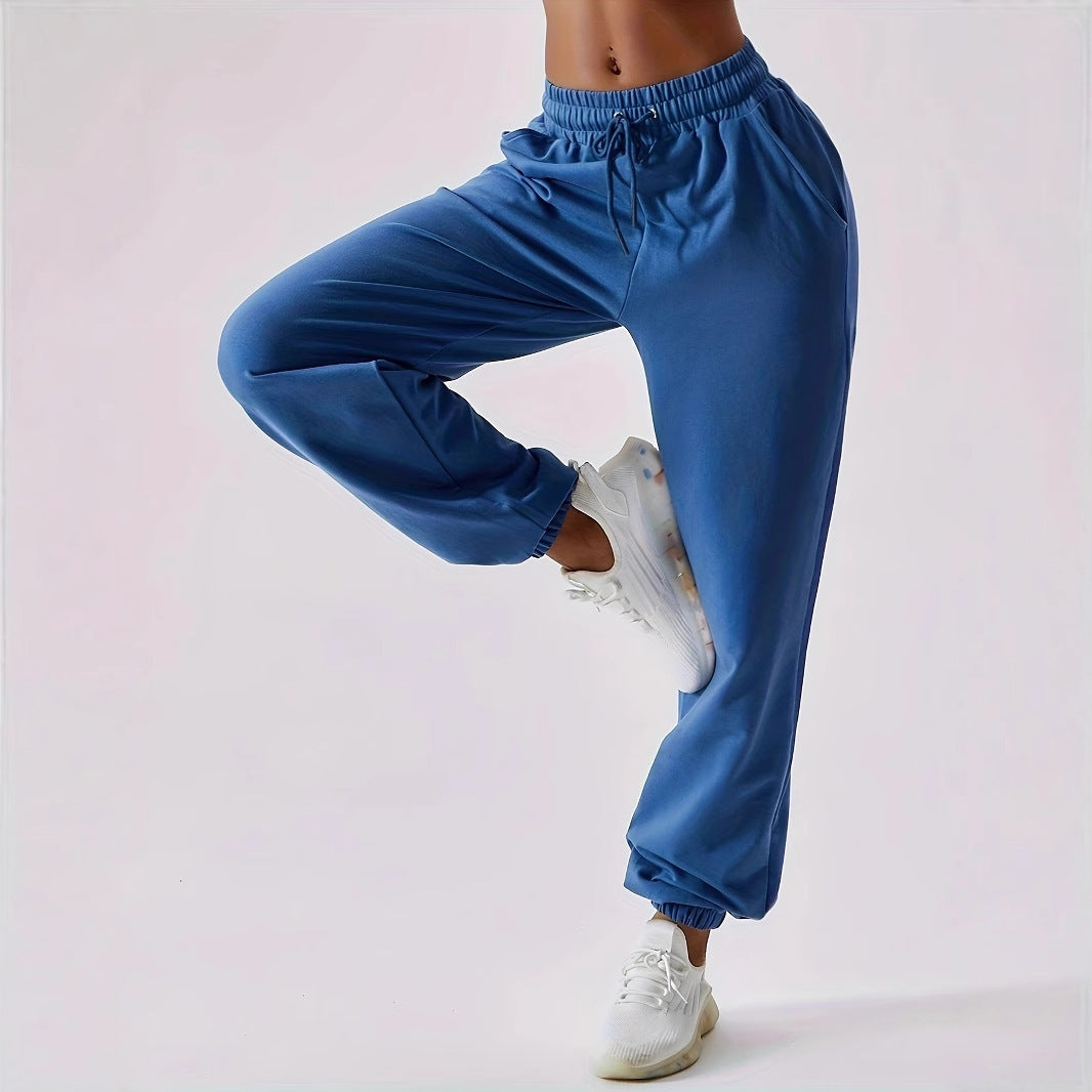 Damen weite Sporthose mit elastischem Bund und Kordelzug Sovae