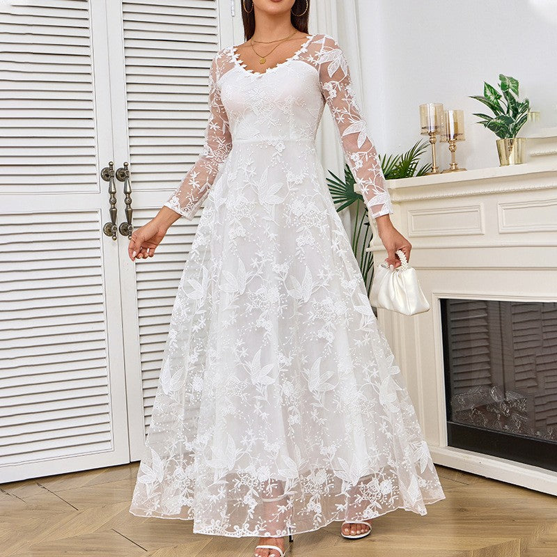 Damen Elegantes Hochzeitskleid mit romantischen Spitzelementen Sovae