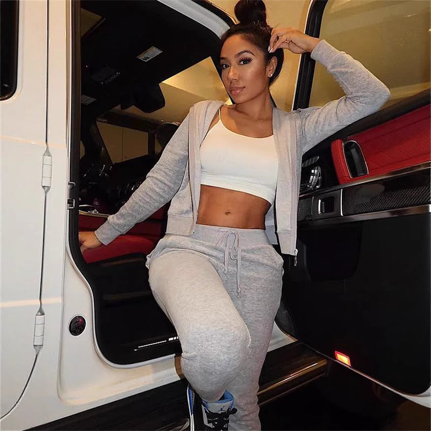 Damen Fleece-Jogginganzug mit Kapuze Sovae