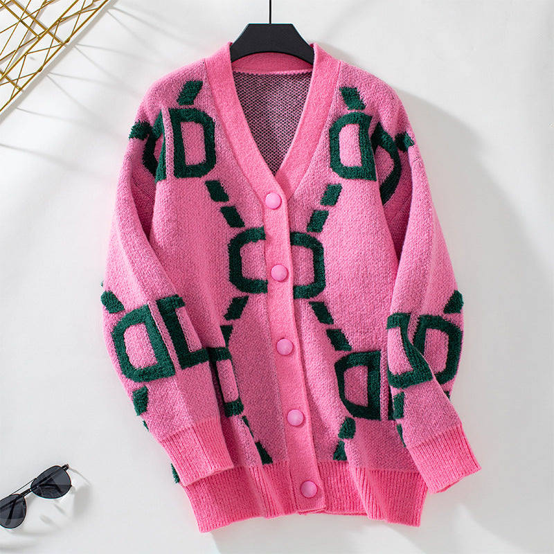 Damen oversized Strickjacke mit auffälligem Design und Knöpfen Sovae