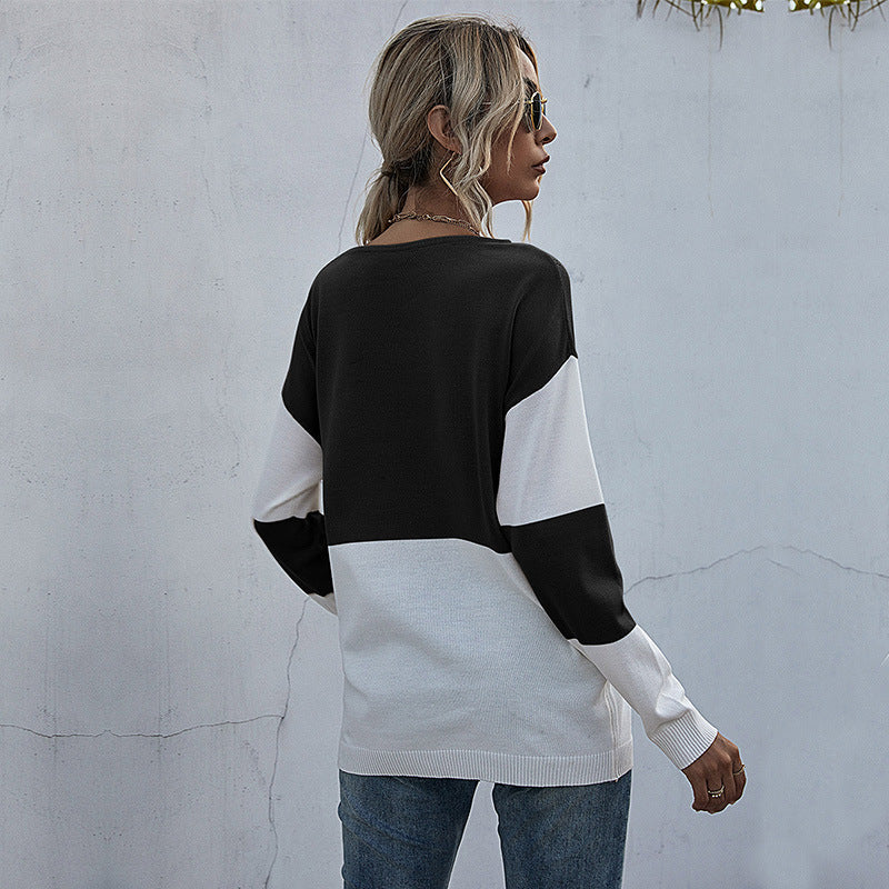 Damen lässiger V-Pullover mit modischem Netzdesign Sovae