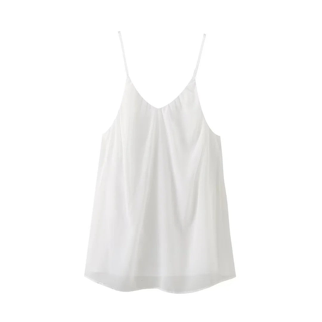 Damen Spaghetti-Träger Bluse mit elegantem V-Ausschnitt Sovae