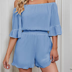 Damen schulterfreies Jumpsuit mit weitem Schnitt Sovae