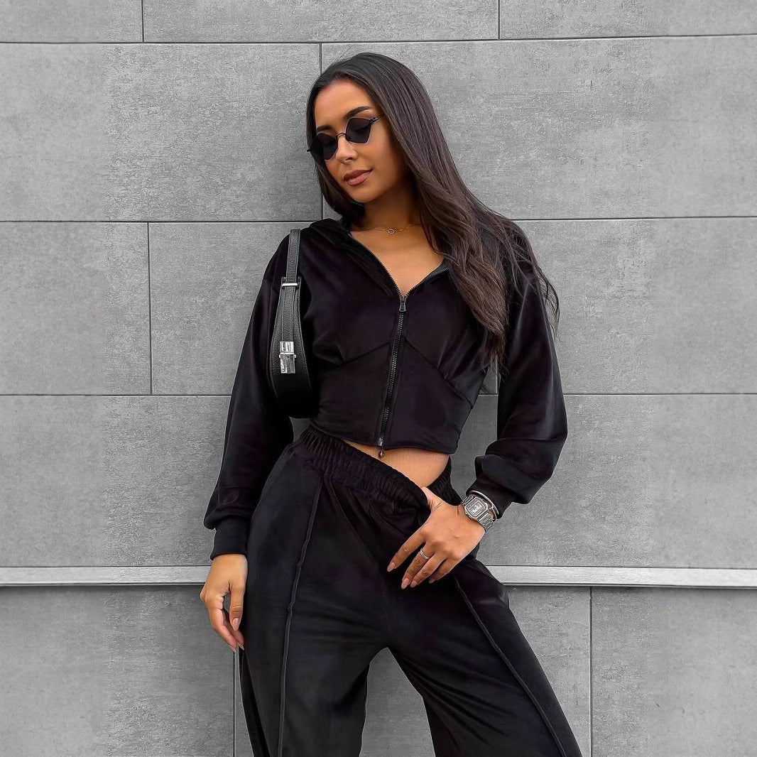 Damen Sportliches Loungewear-Set mit Kapuze und elastischem Bund Sovae