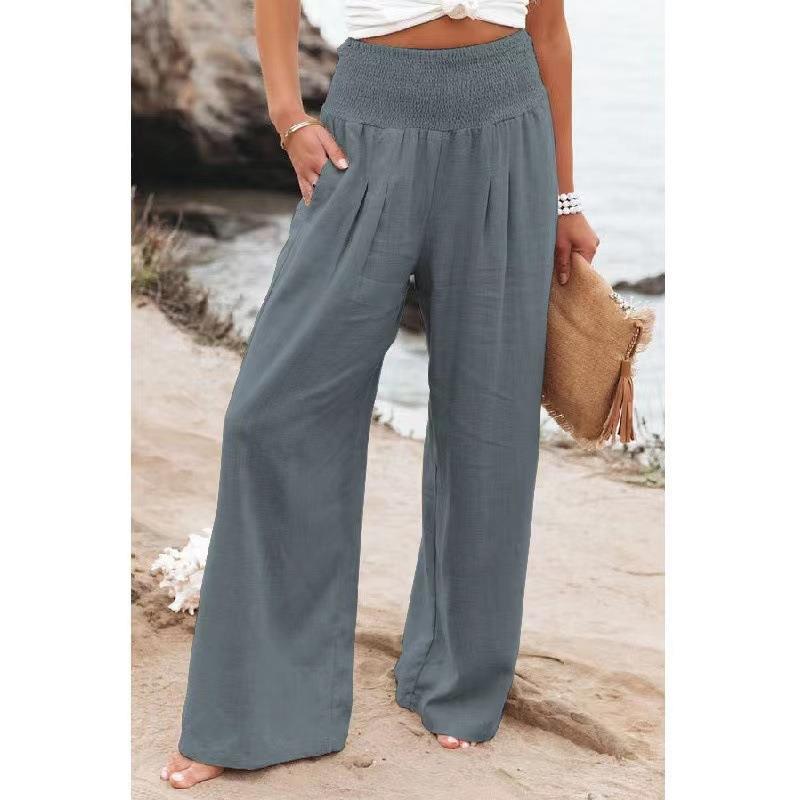 Damen Weit geschnittene Sommerhose mit elastischem Bund und luftiger Passform Sovae