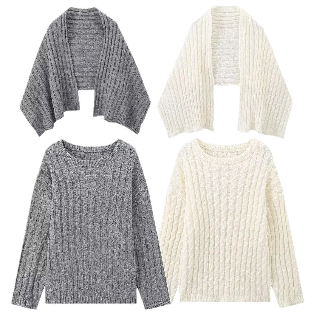 Damen Strickpullover und Cardigan Set Sovae