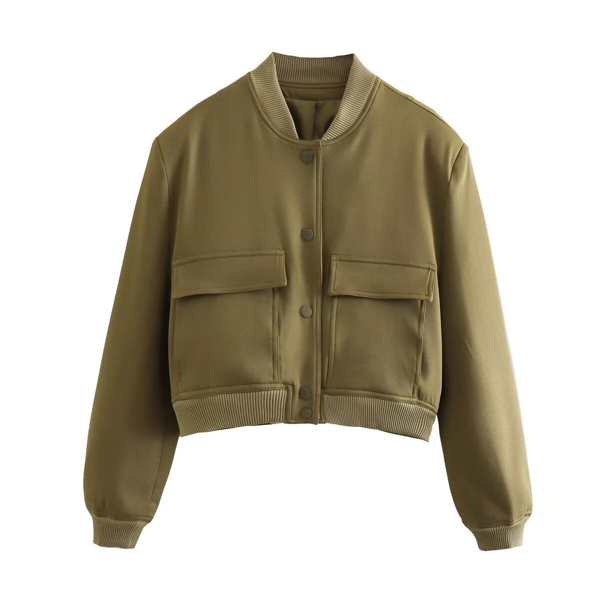 Damen modische cropped Jacke mit animalischem Muster und praktischen Taschen Sovae