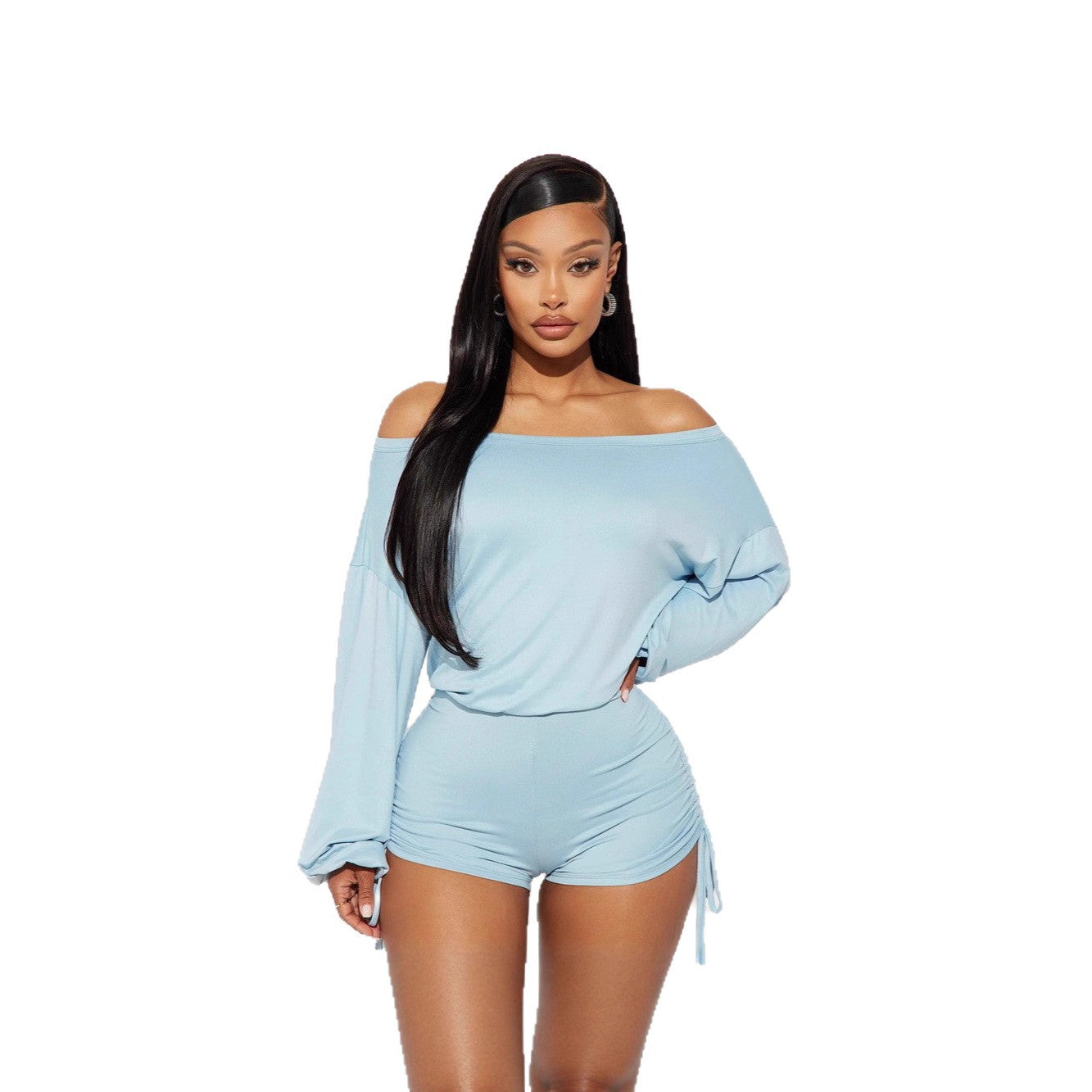 Damen legerer Einteiler mit Off-Shoulder-Ausschnitt und Raffung Sovae