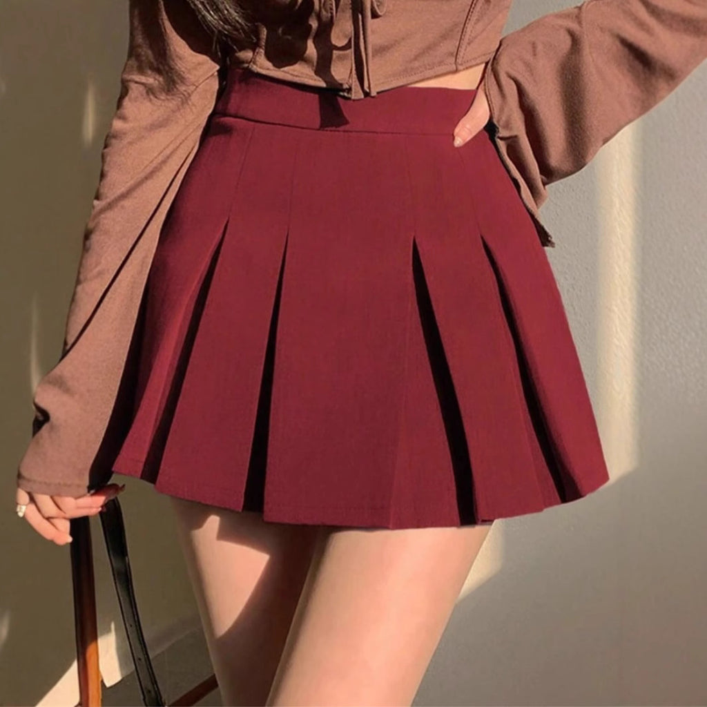 Damen Plissierter Minirock mit hohem Bund und eleganter Faltenstruktur Sovae