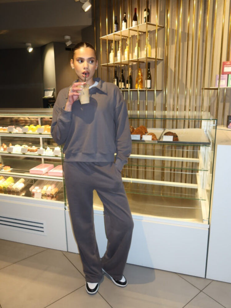 Damen Sportliches Loungewear-Set mit Polokragen Sovae