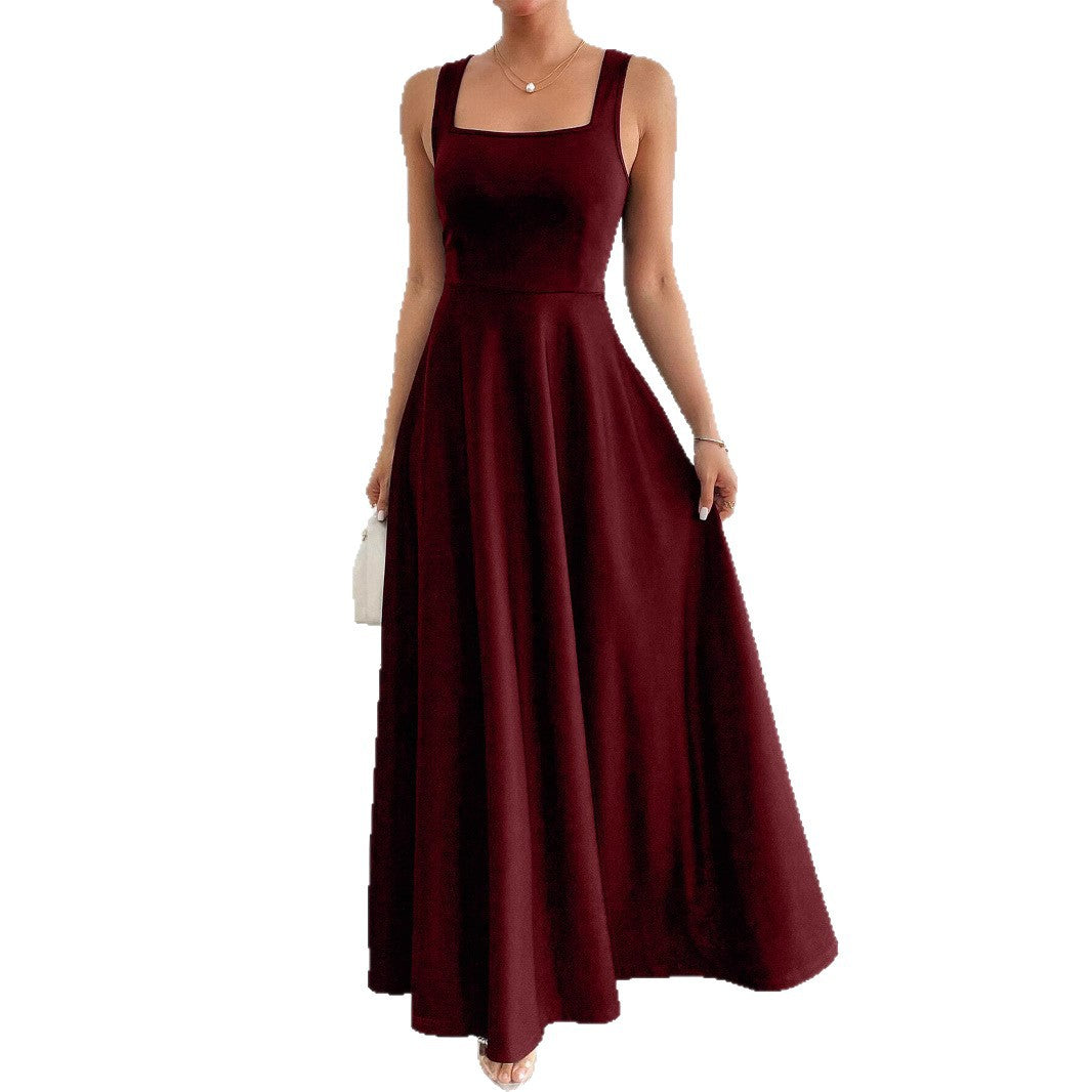 Damen Maxikleid mit weichem Schnitt und quadratischem Ausschnitt Sovae