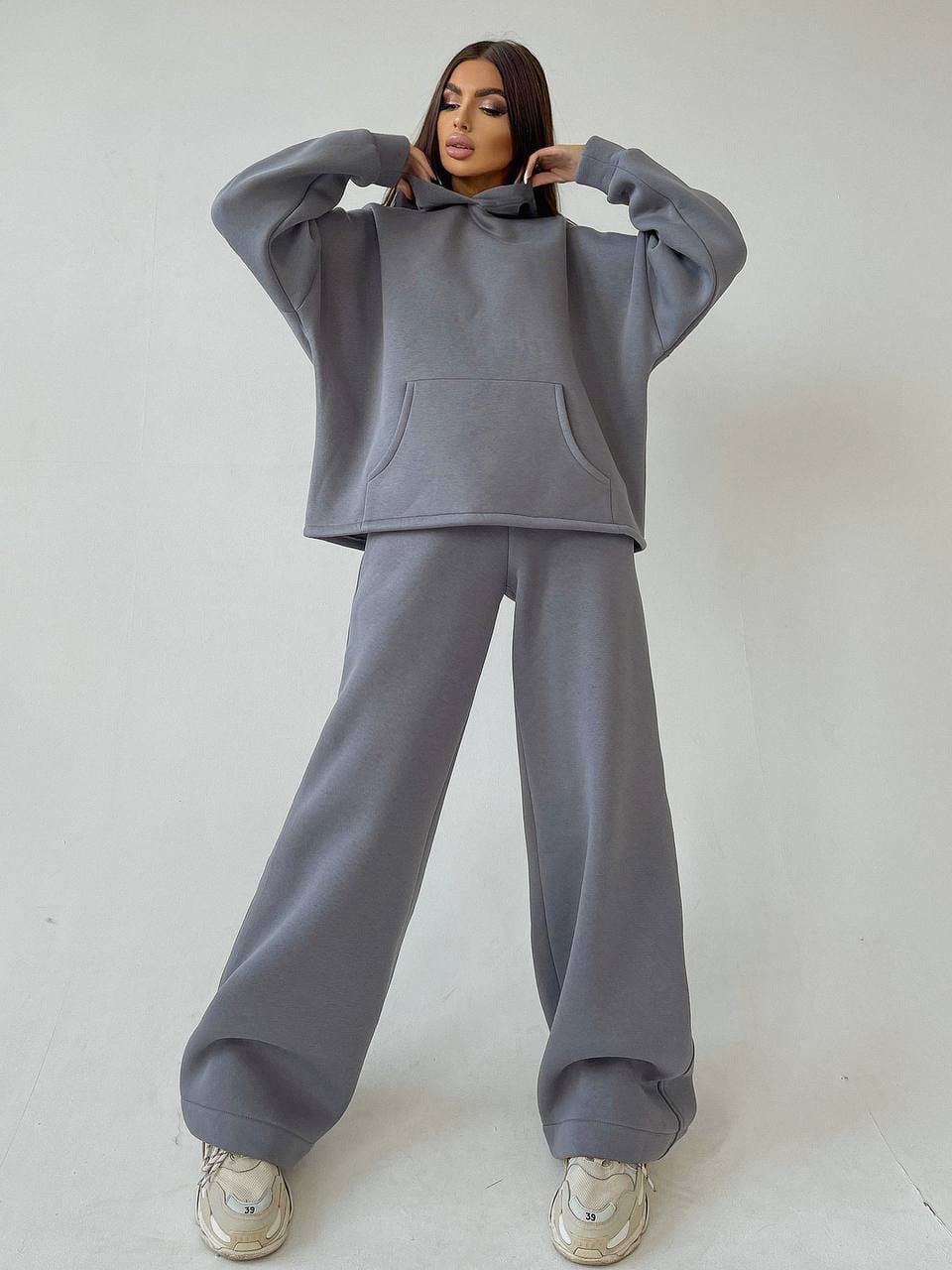 Damen lässiges und modisches Sweatpants-Set mit oversized Kapuzenpullover Sovae