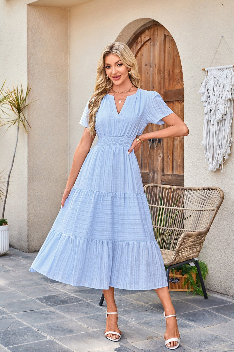Damen Maxikleid mit voluminösem Rock Sovae