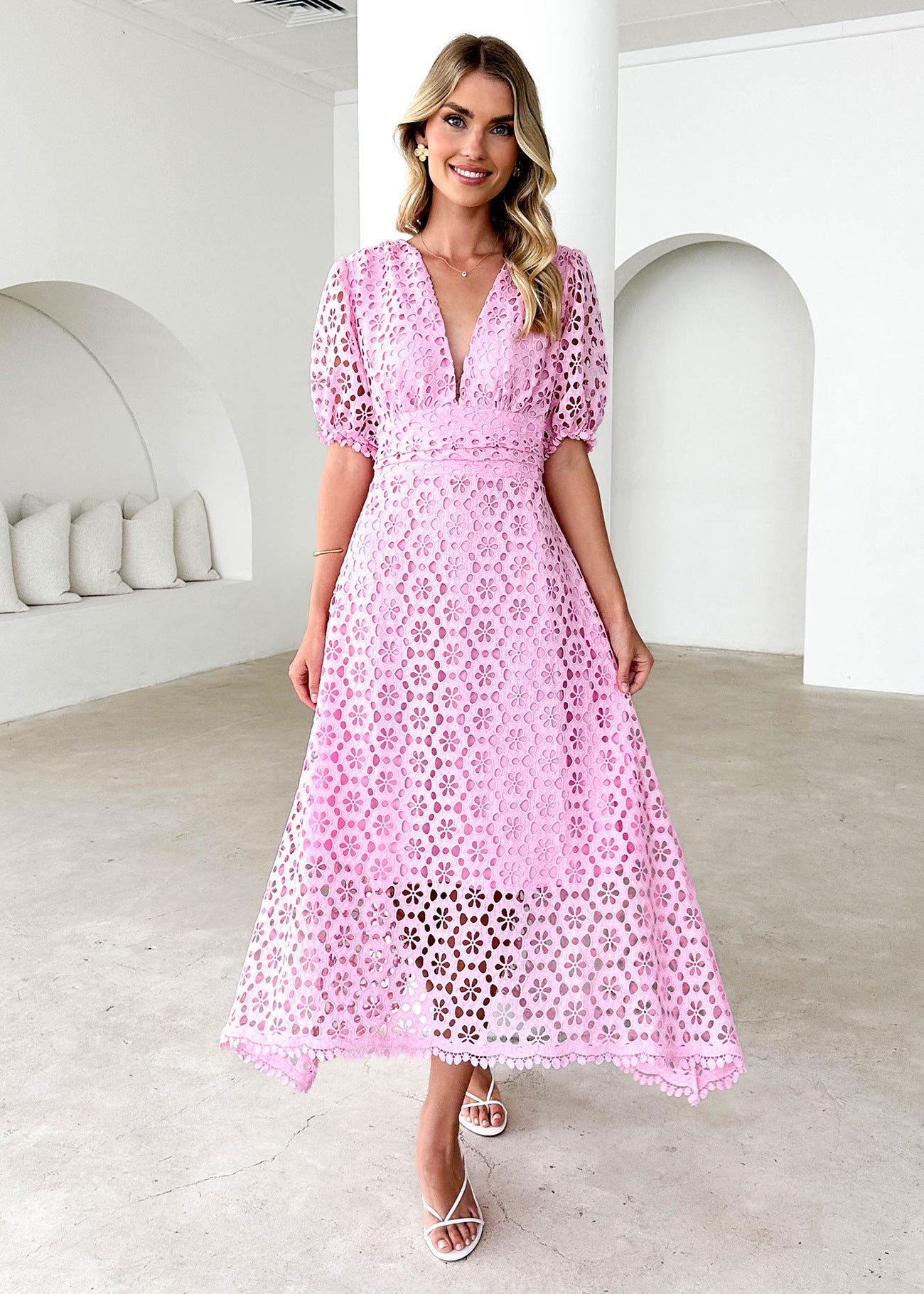 Damen Spitzen-Maxikleid Sovae
