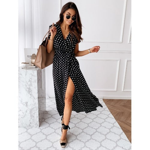 Damen Maxikleid mit schmeichelndem V-Ausschnitt und seitlicher Schlitze Sovae
