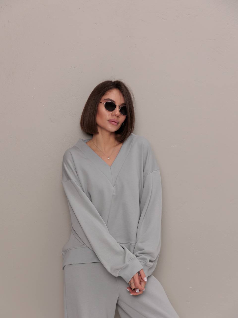Damen Lässiger V-Ausschnitt Pullover Sovae