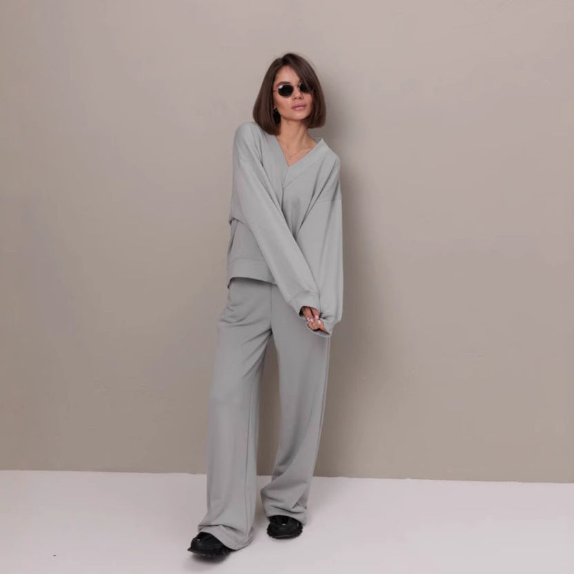 Damen Lässiger V-Ausschnitt Pullover Sovae