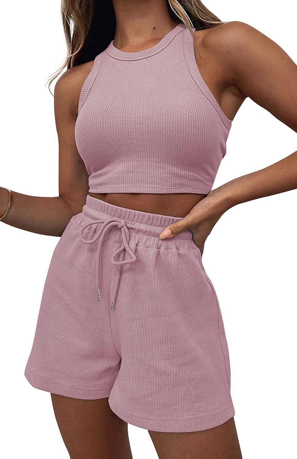 Damen Sportliches Crop-Top und Shorts Set Sovae