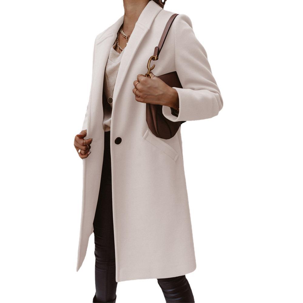 Damen Eleganter Langmantel mit schmalem Schnitt und tiefen Taschen Sovae