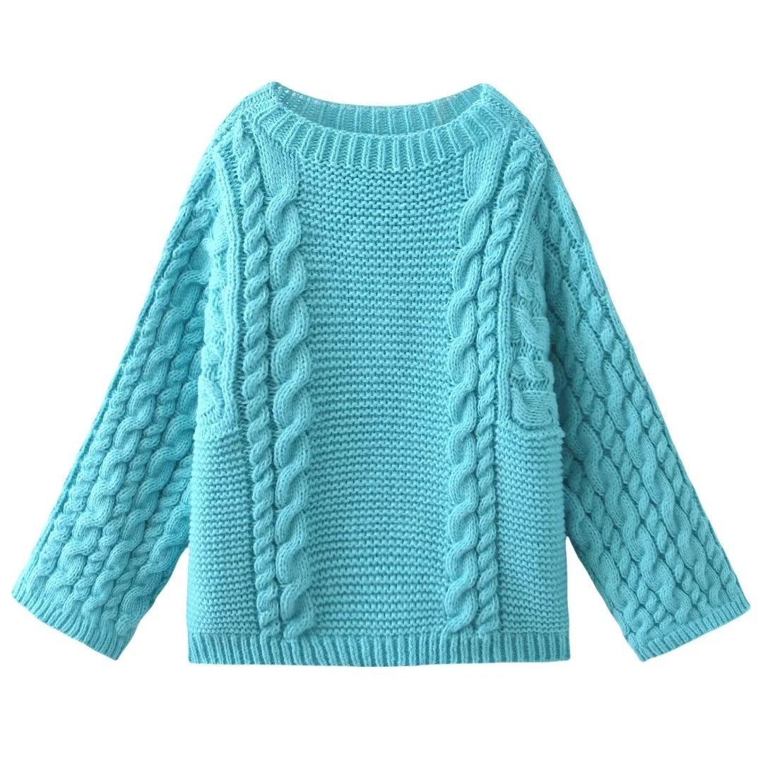 Damen kuscheliger Strickpullover mit Zopfmuster und weitem Schnitt Sovae