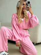 Damen lässiges Freizeit-/Sport-Set mit weichem Stoff und Kapuze Sovae