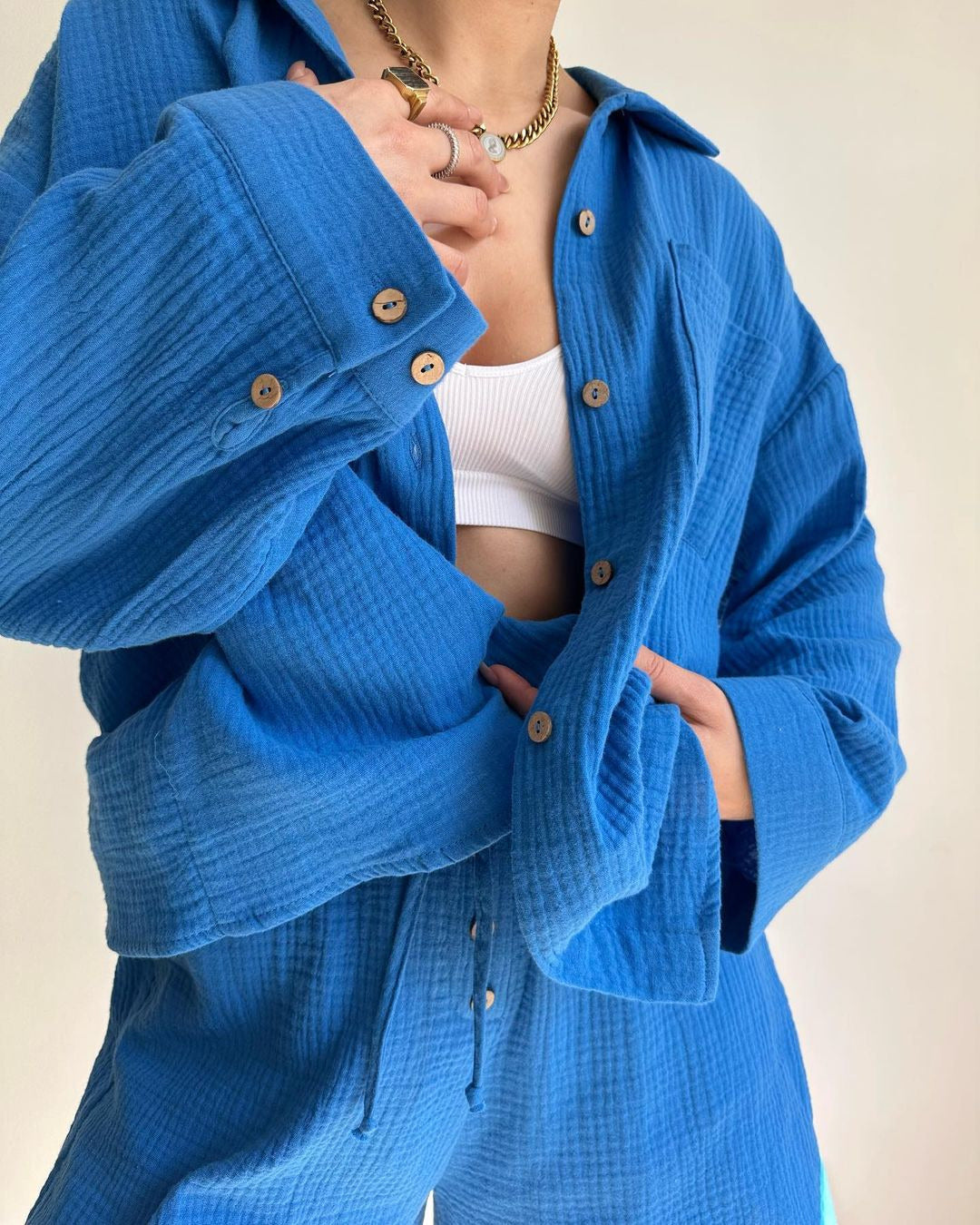 Damen lässige Strukturierte Hemdbluse Sovae