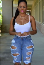 Damen Zerstörte Denim-Shorts im modischen Relaxed Fit Sovae