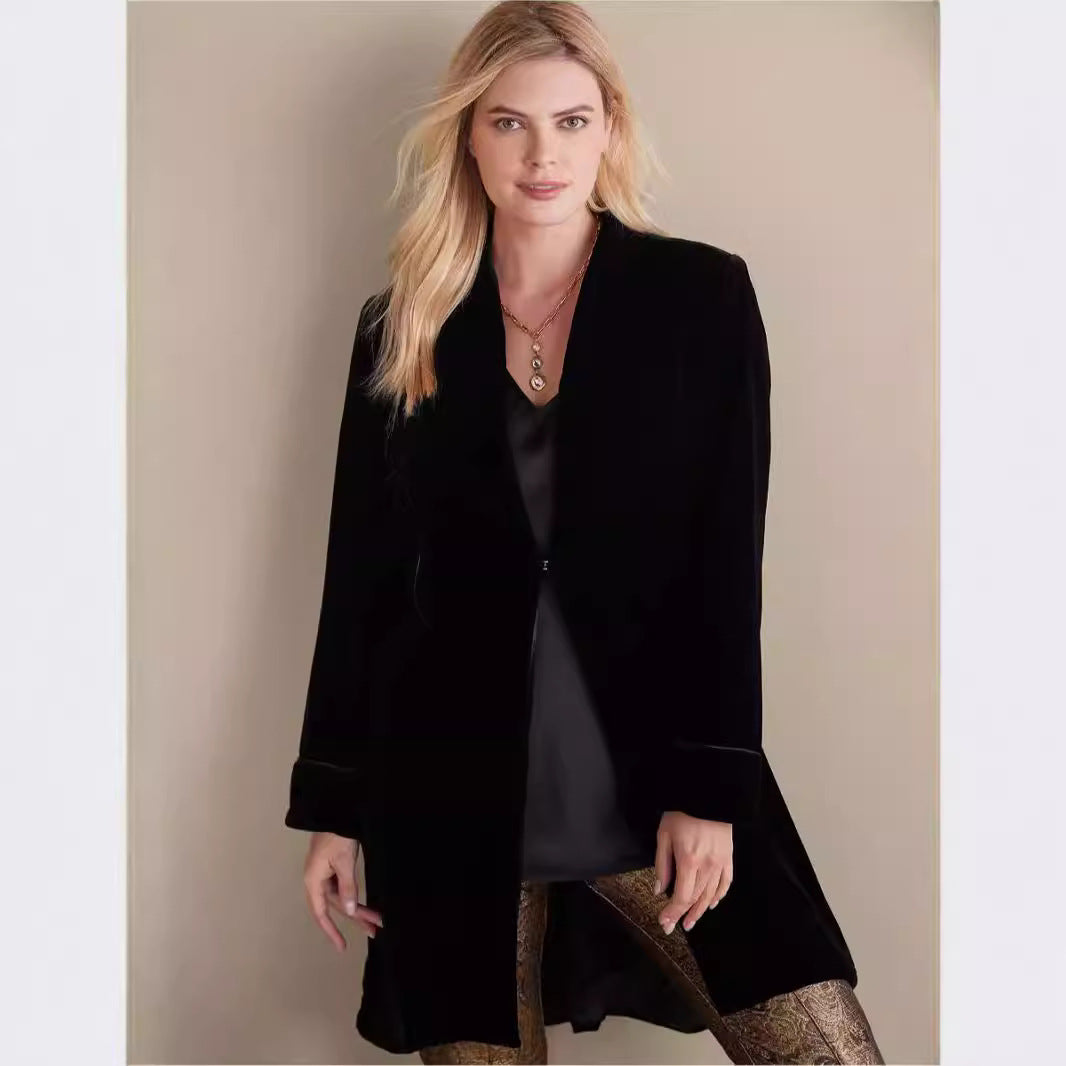 Damen luxuriöse Veloursjacke Sovae