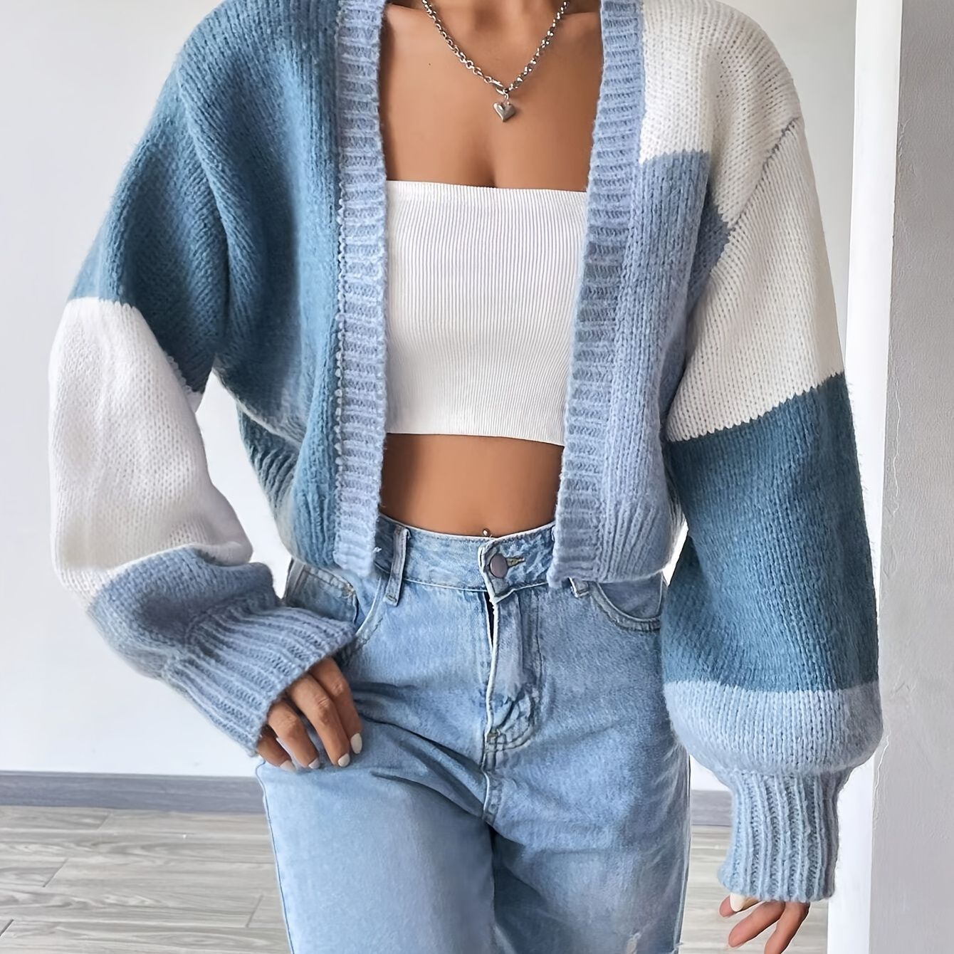 Damen lässiger Cardigan im modernen Farbblockdesign Sovae
