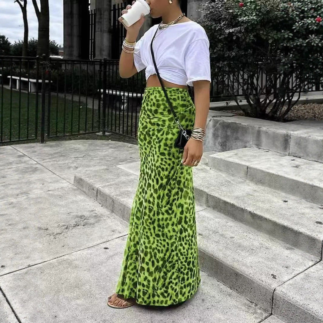 Damen Maxirock im trendigen Leoprint Sovae