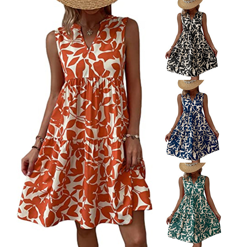 Damen lässiges Sommerkleid mit floralem Design Sovae