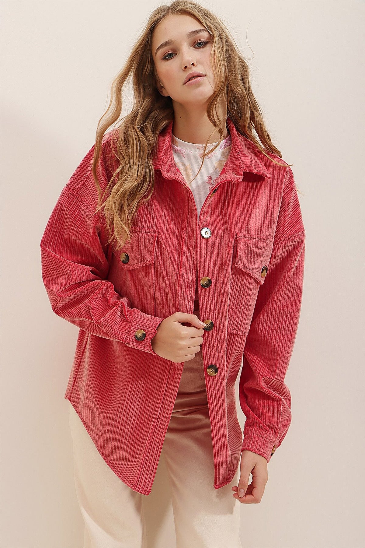 Damen Oversized Kordjacke Sovae