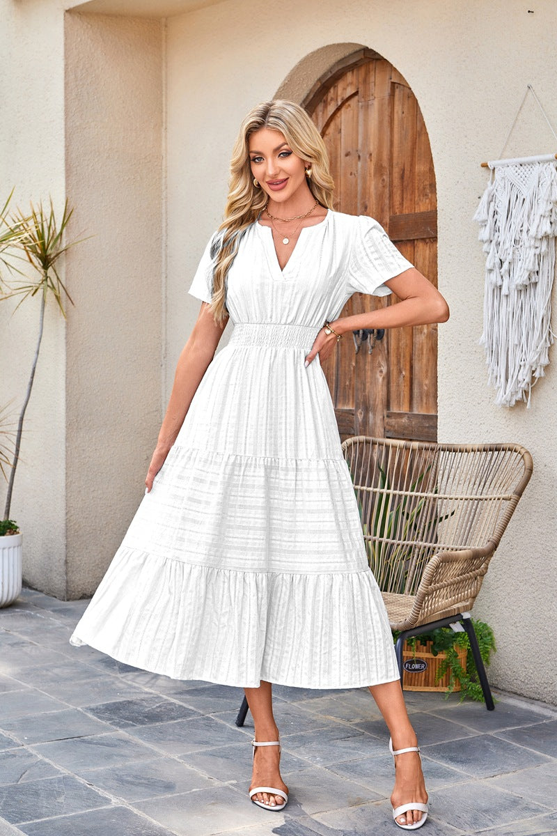 Damen Maxikleid mit voluminösem Rock Sovae