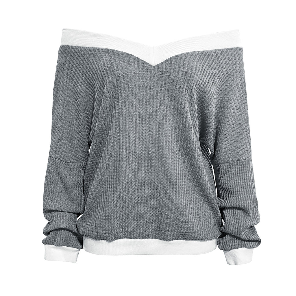 Damen Off-Shoulder Pullover im modernen Waffelstrick Sovae