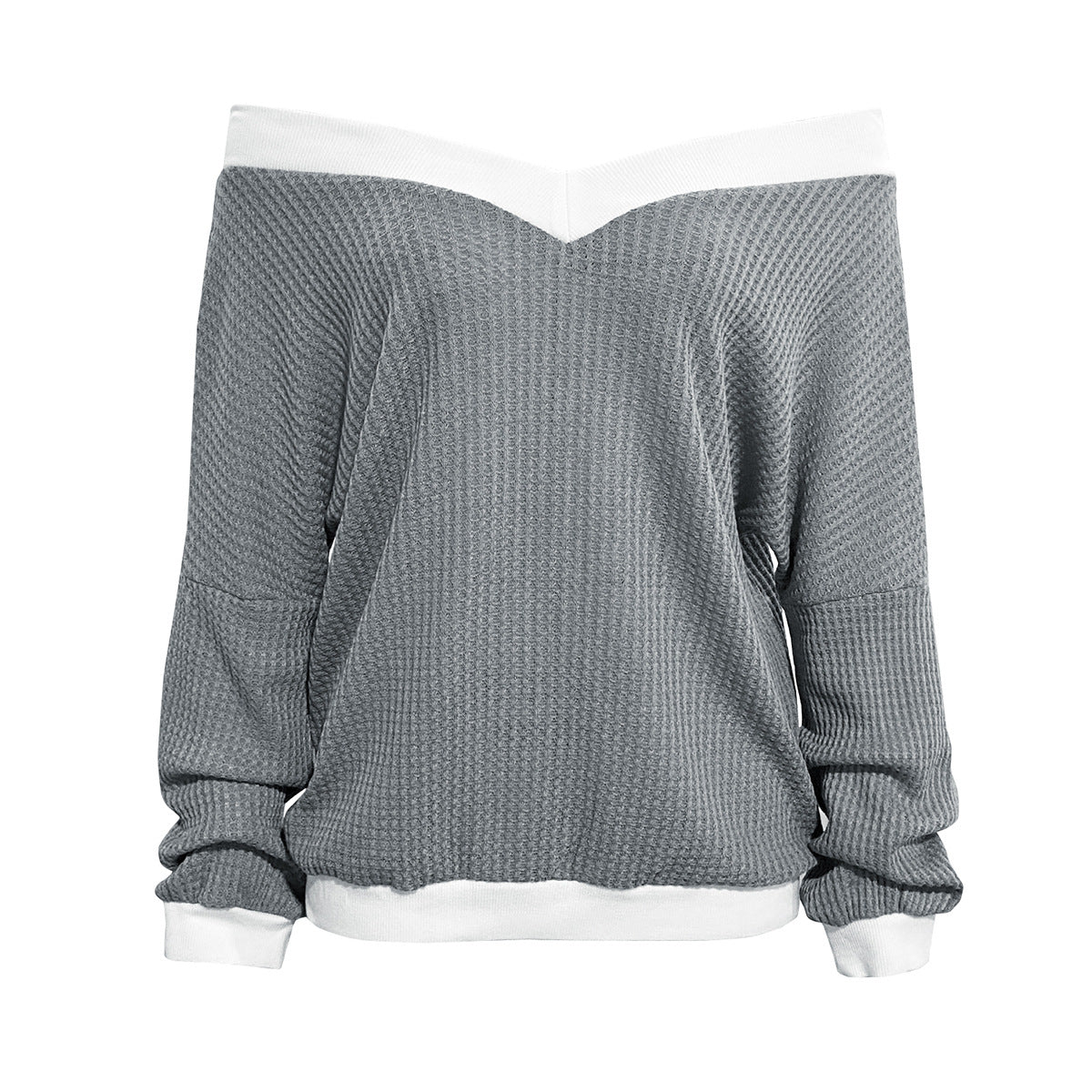 Damen Off-Shoulder Pullover im modernen Waffelstrick Sovae